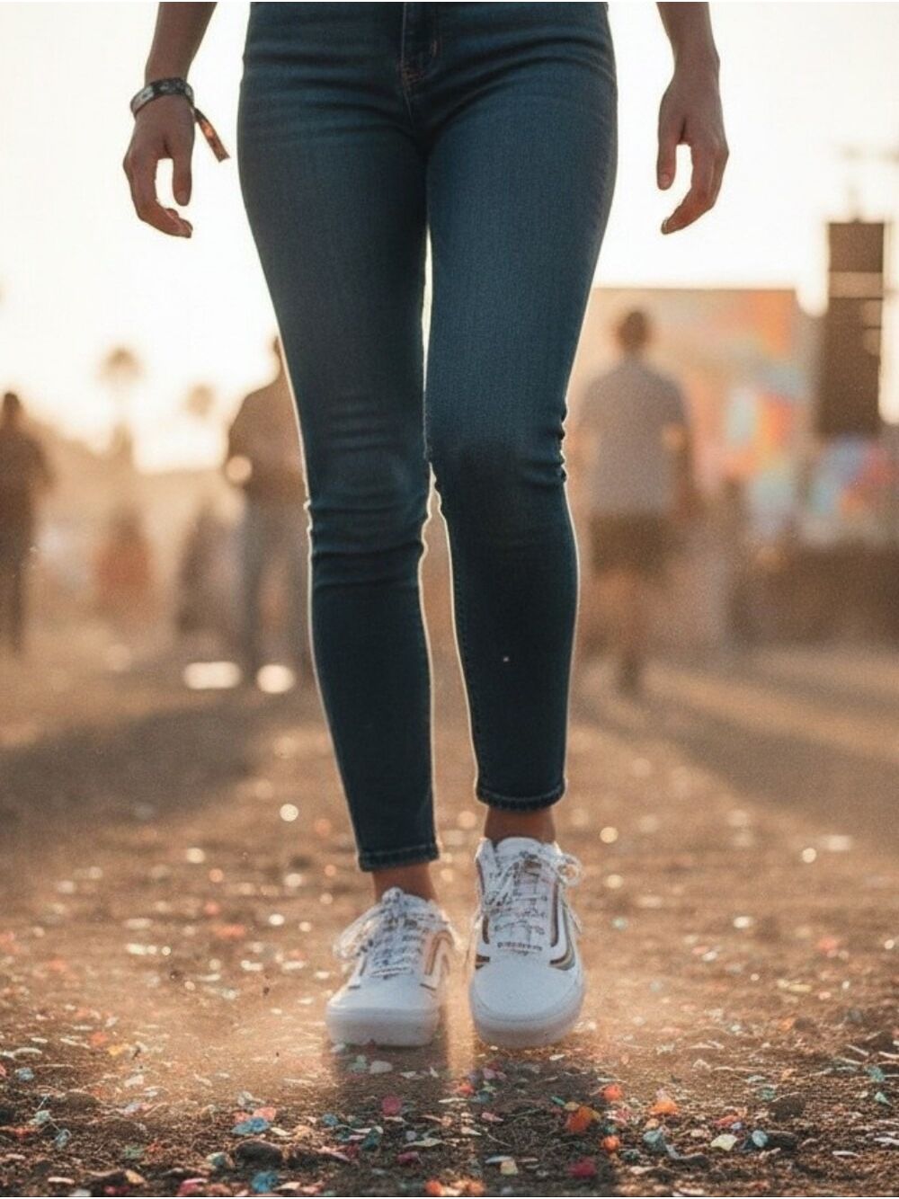 Vans White Canvas Low Top Sneakers Rainbow